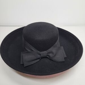 Vintage Sonni San Francisco Black 100% Wool Hat Made In USA Church Hat Tea Party